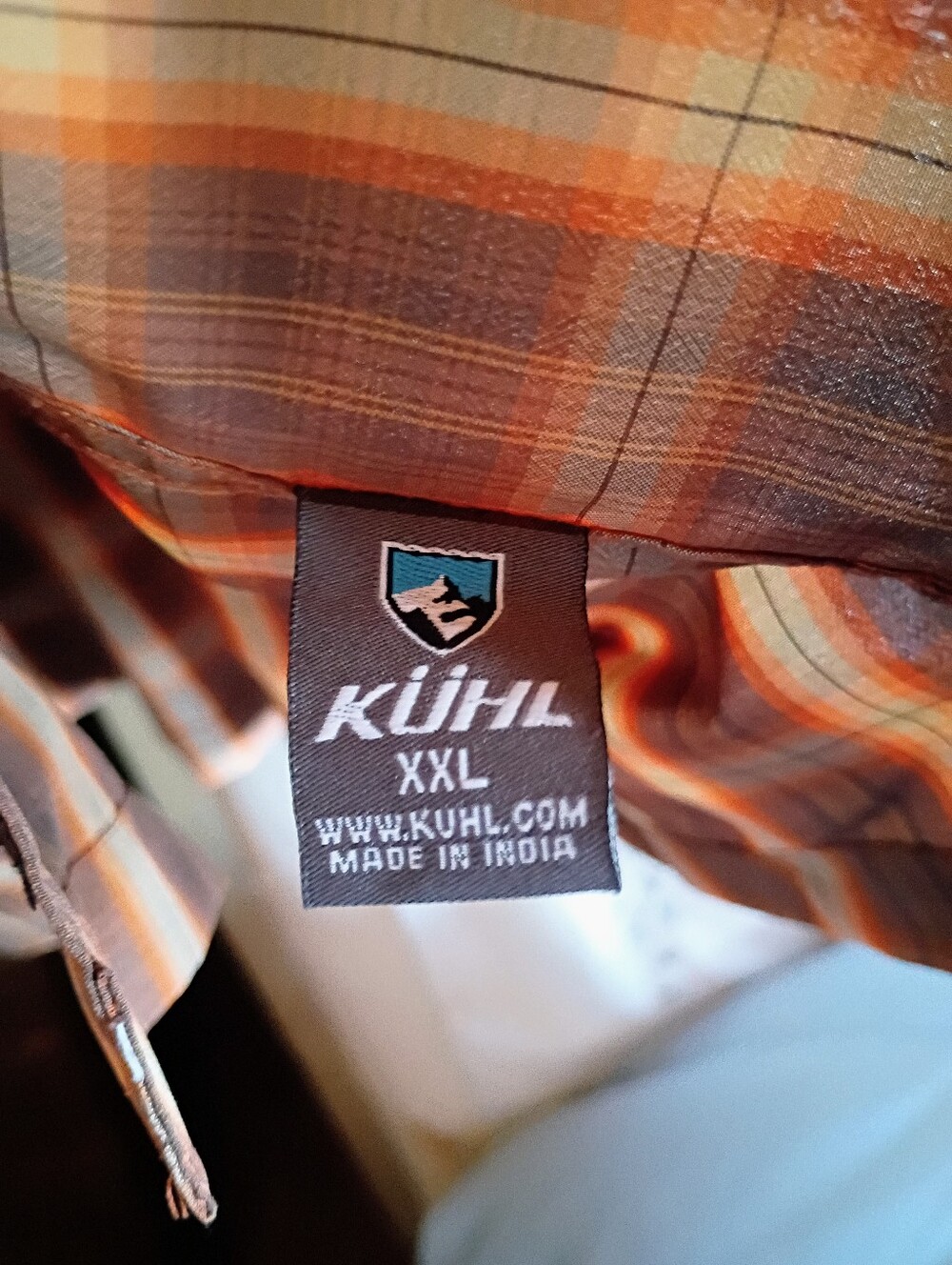 Kuhl Shirt EUC Snap Front Plaid Brown Orange - Picture 9 of 11
